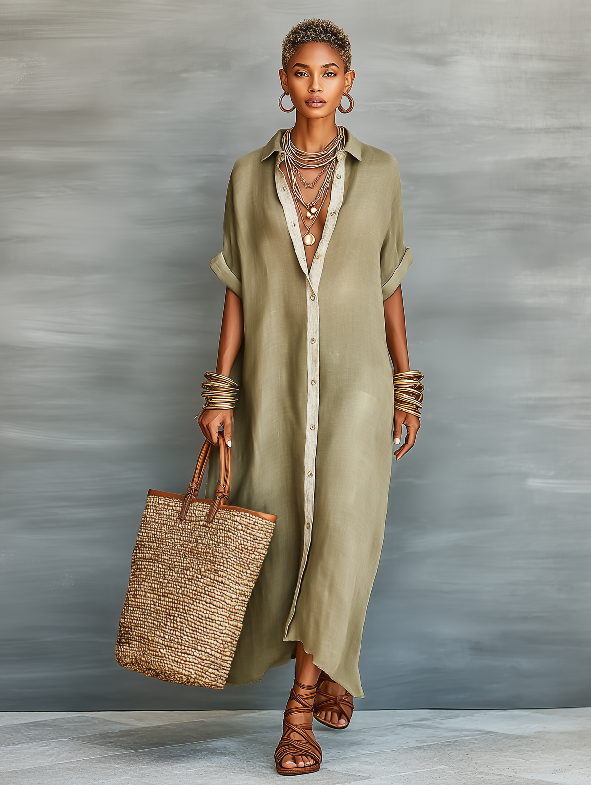 Linen Blend Maxi Dress