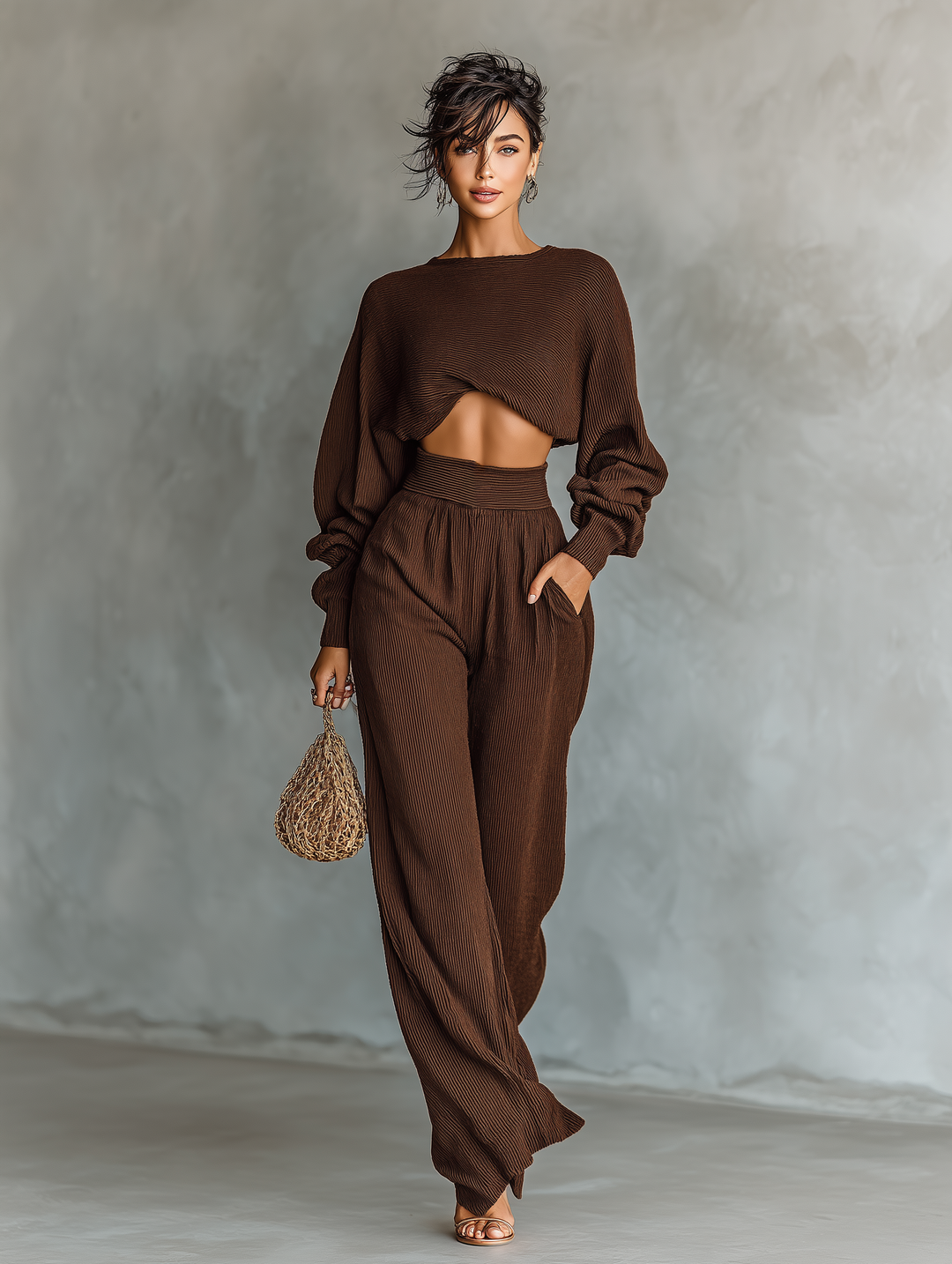 Coffee Knitted Set