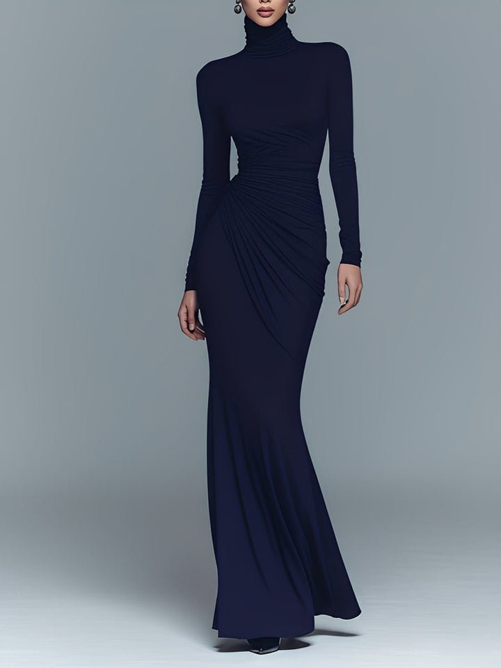 Navy Turtleneck Maxi Dress