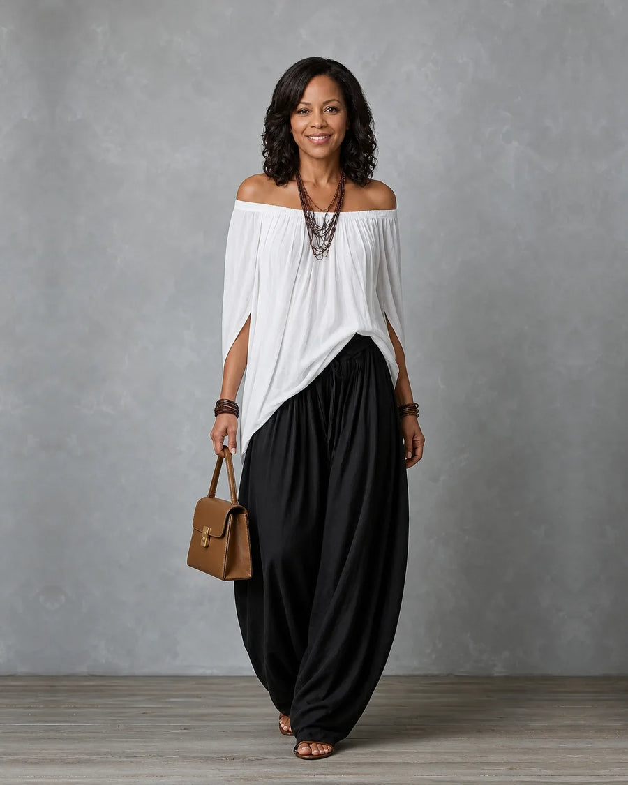 Draped Wide-Leg Set